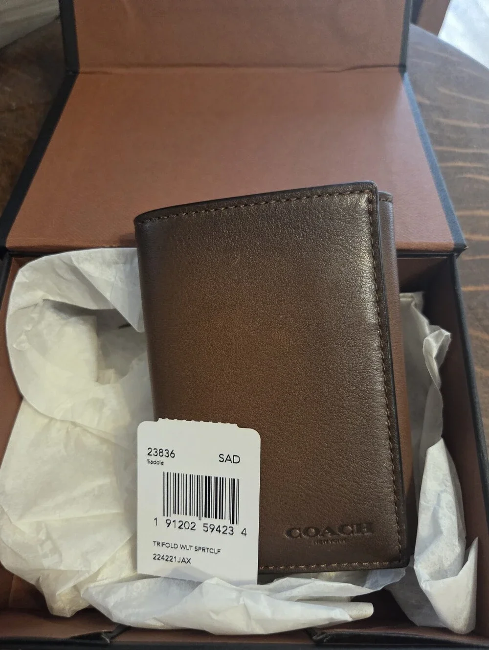 Coach Trifold Men's Wallet - Saddle Brown (23836) - NWT